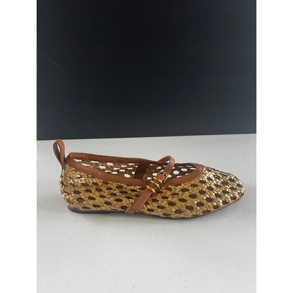 rag & bone Spire Woven gold brown leather Mary Janes flats size 38 - Picture 6 of 11